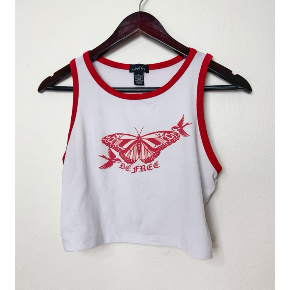 Justify Be Free Butterfly Baby Tee Tank Top Size Med Y2K Fairycore Indie Grunge
